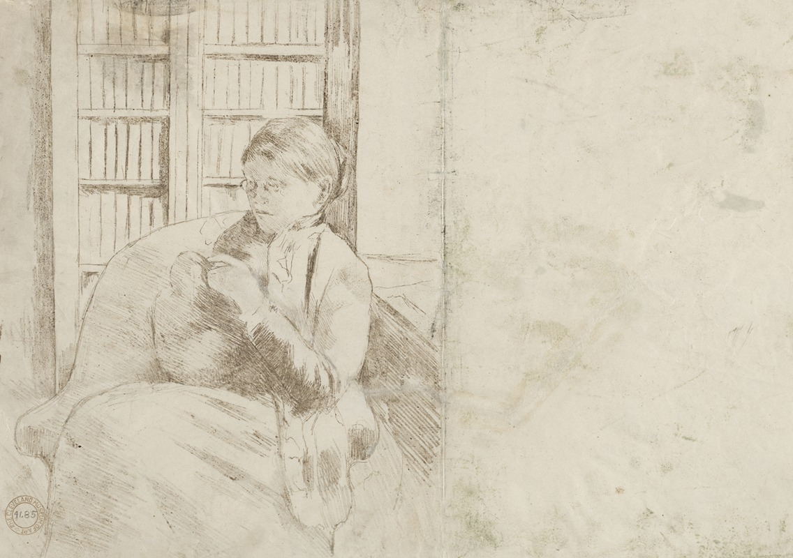 Mary Cassatt - Knitting in the Library (verso)