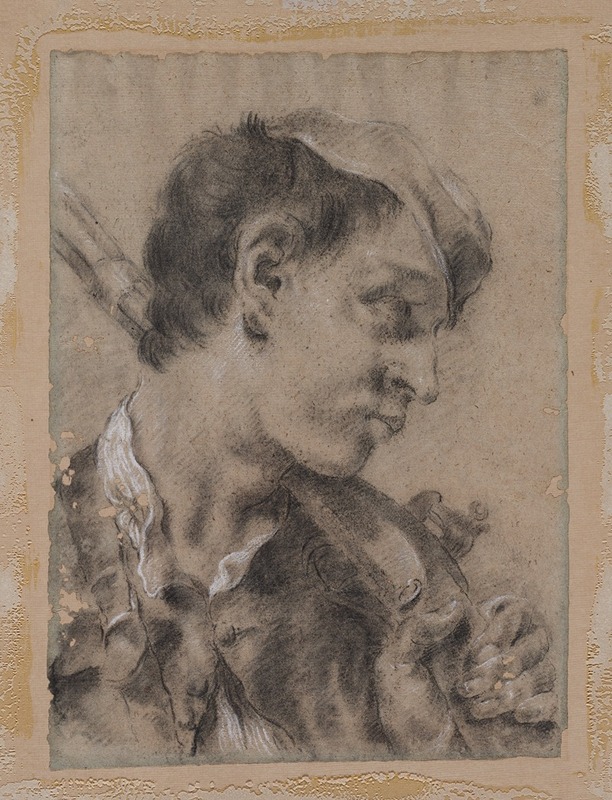 Giovanni Battista Piazzetta - Head of a Young Man in Profile with a Gun over His Shoulder