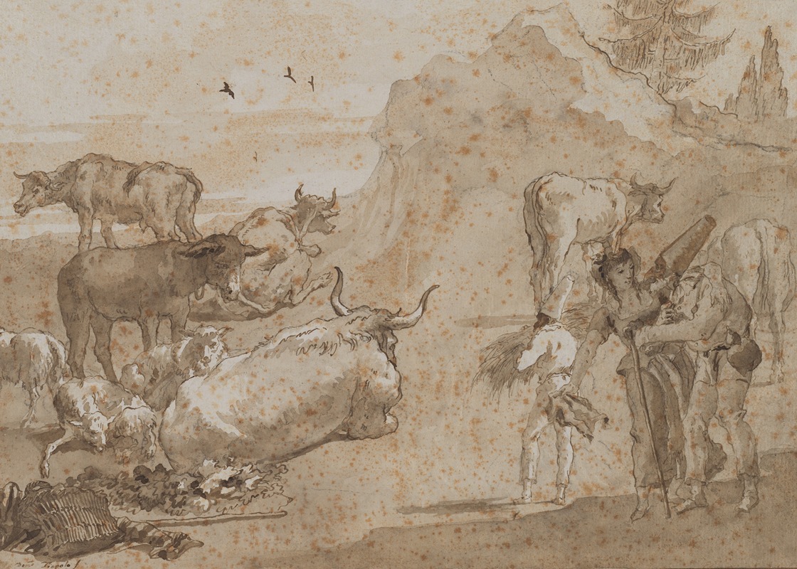 Giovanni Domenico Tiepolo - Sheep and Cows