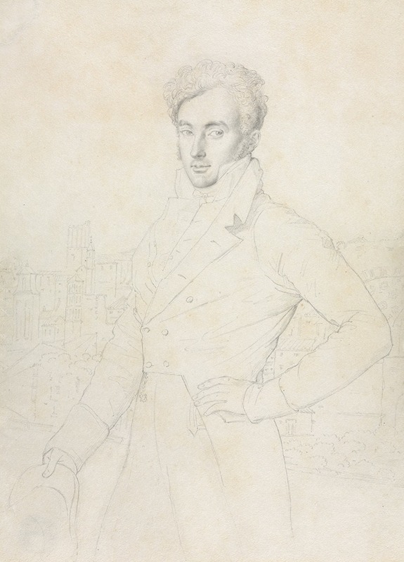Jean Auguste Dominique Ingres - Portrait of a Young Man Standing on the Quirinal with the Turris Comitum in the Background
