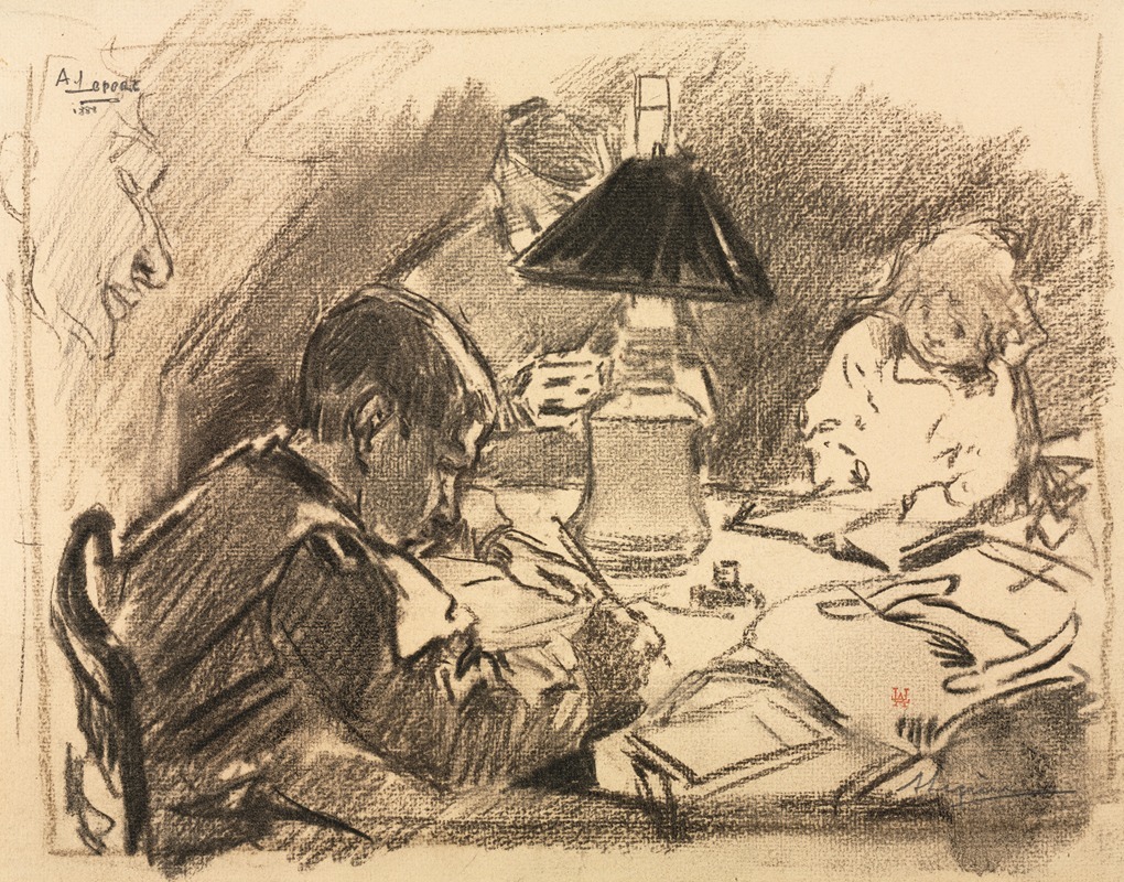 Auguste Louis Lepère - Around the Lamp