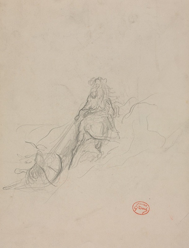 Gustave Doré - Sketch of Hunting Scene (verso)