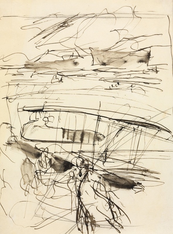 Auguste Louis Lepère - Avions reposant sur le terrain (verso)