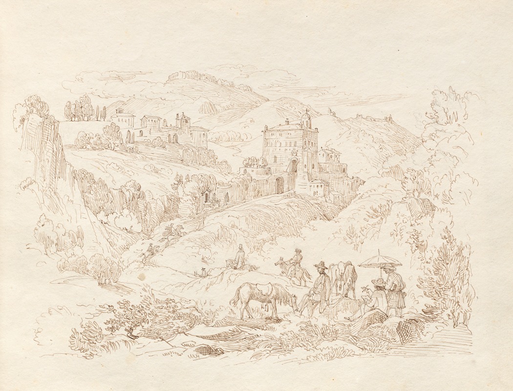 Franz Johann Heinrich Nadorp - Album with Views of Rome and Surroundings, Landscape Studies, page 43a: Roman Landscape