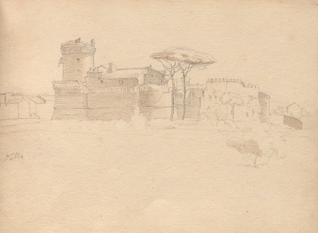 Franz Johann Heinrich Nadorp - Album with Views of Rome and Surroundings, Landscape Studies, page 28a: “Ostia”