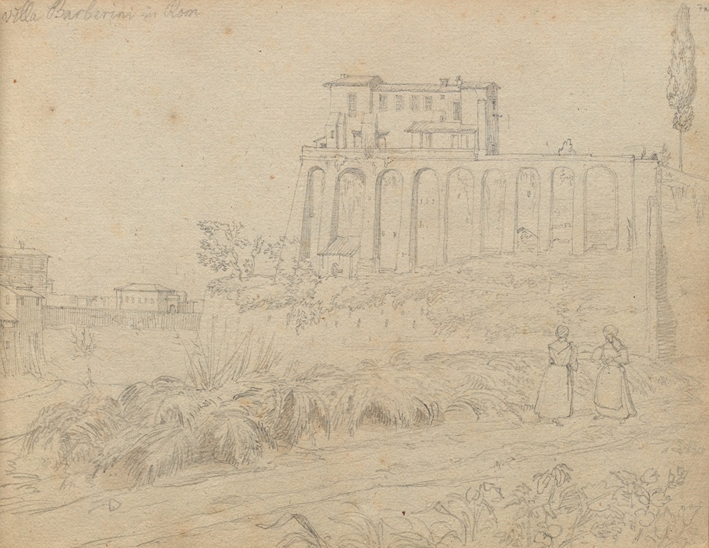 Franz Johann Heinrich Nadorp - Album with Views of Rome and Surroundings, Landscape Studies, page 07a: “Villla Barberini in Rome”