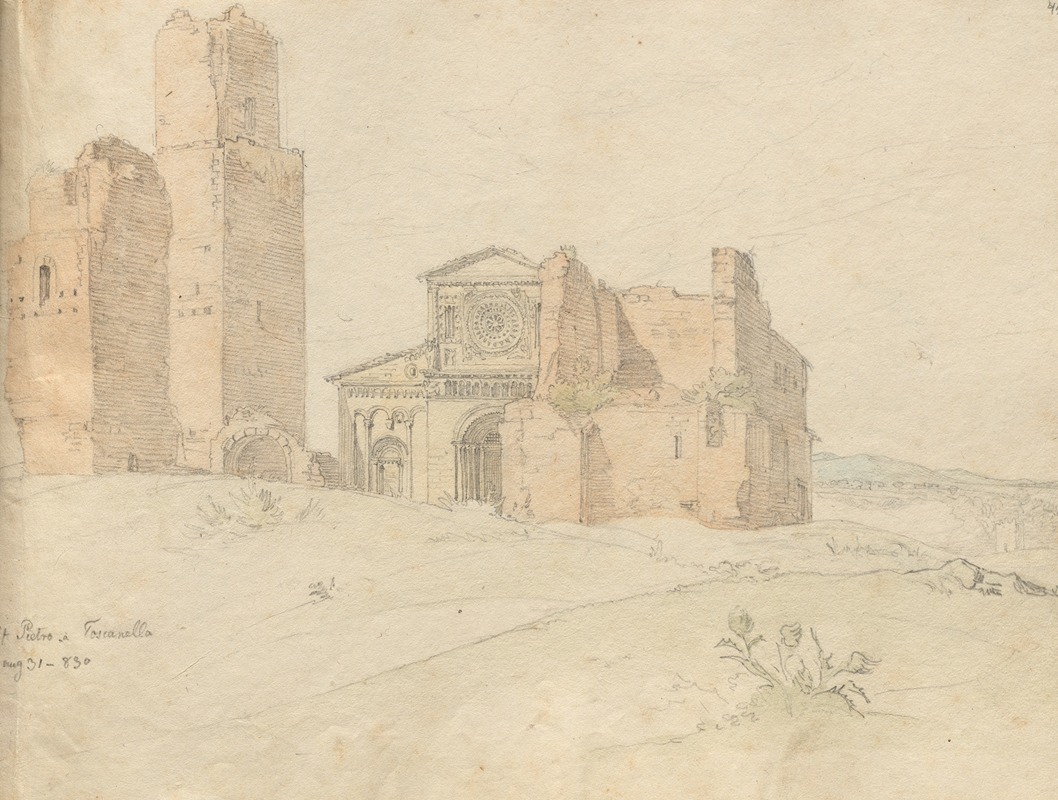 Franz Johann Heinrich Nadorp - Album with Views of Rome and Surroundings, Landscape Studies, page 41a: “St. Pietro, Toscanella”