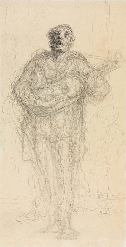 Honoré Daumier - Singing Guitarist (recto)