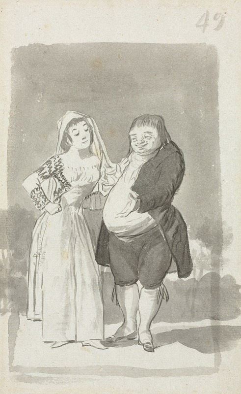 Francisco de Goya - Prostitute Soliciting a Fat, Ugly Man (recto)
