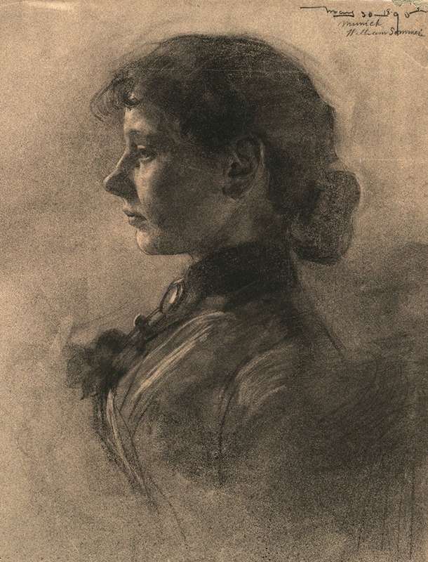 William Sommer - Portrait of a Woman in Profile, Turned to the Left