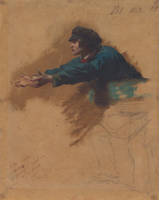 Isidore Pils - Young Man Leaning Forward with Outstretched Arms (Study for Soldiers Distributing Bread to the Poor)