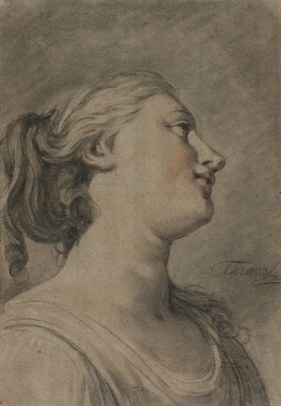 Hugues Taraval - Head of a Female Figure in Profile, Turned to the Right