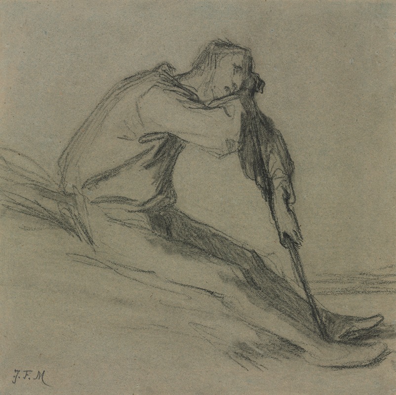 Jean-François Millet - Seated Peasant Resting on a Hoe