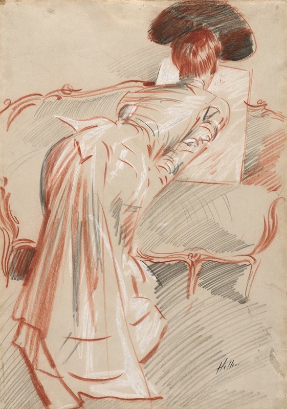 Paul César Helleu - Woman (Possibly Madame Alice Hellu) Looking at a Drawing