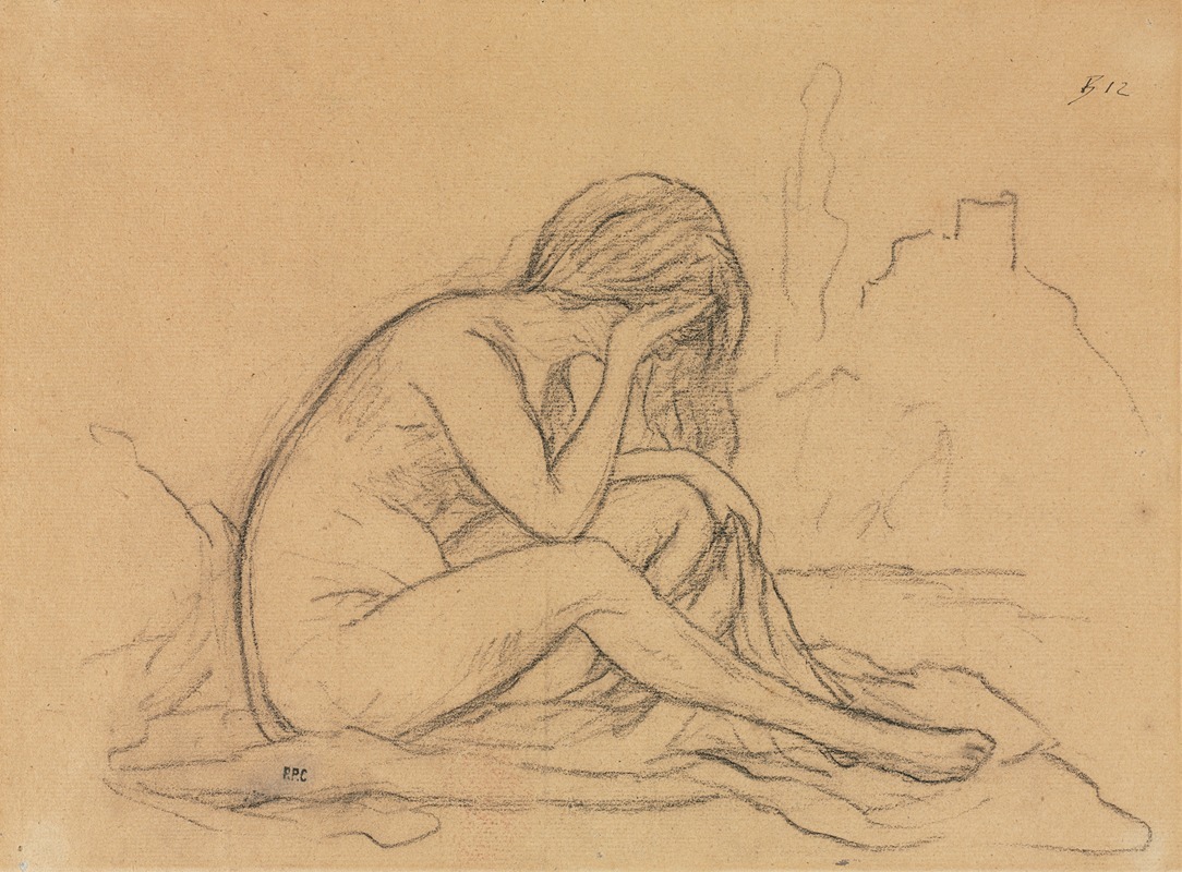Pierre Puvis de Chavannes - Study of a Female Nude (possibly for an unrealized allegorical painting) (recto)