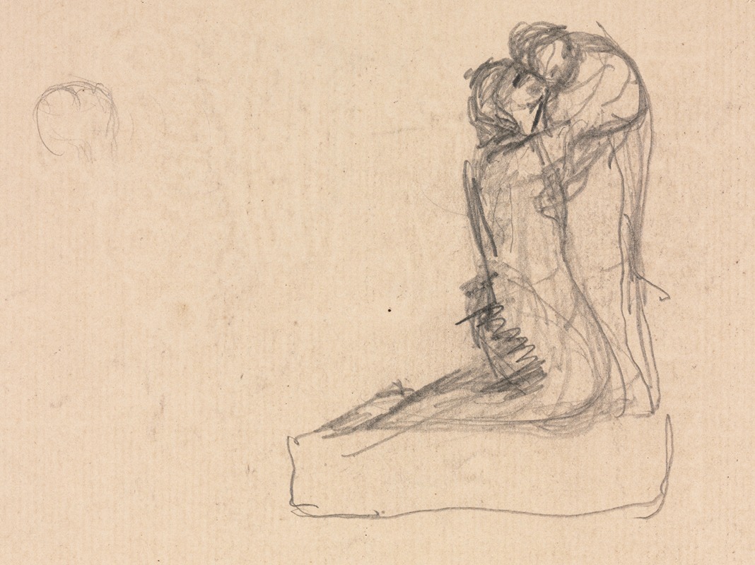 Théodule Ribot - Sketch of Two Figures Embracing (verso)