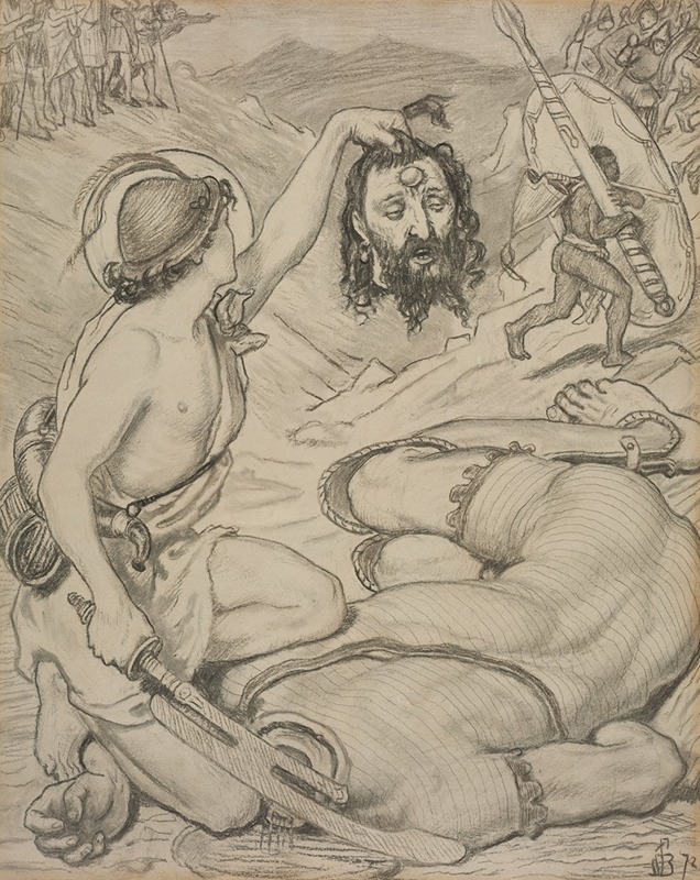 Ford Madox Brown - David and Goliath, Cartoon for Stained Glass Window at Jesus College, Cambridge