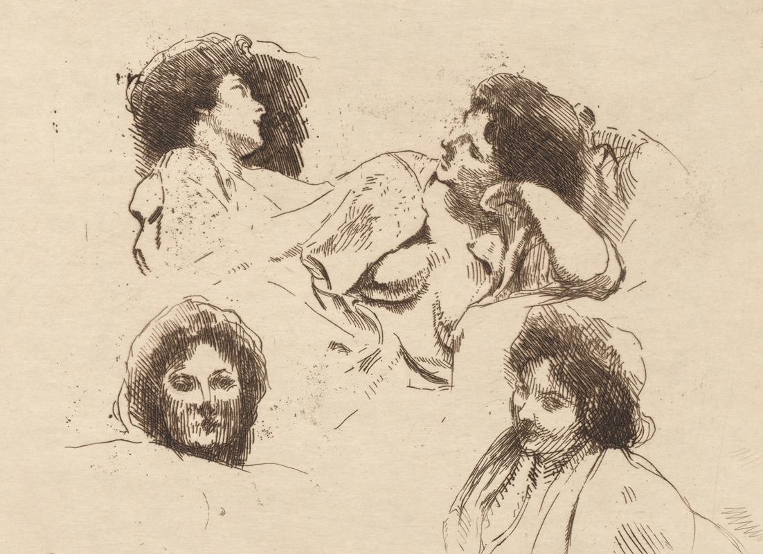 Albert Besnard - Four Heads of Women: Study for “The Happy Island” (Quatre têtes de Femmes: Étude pour “L’Ile Heureuse”)
