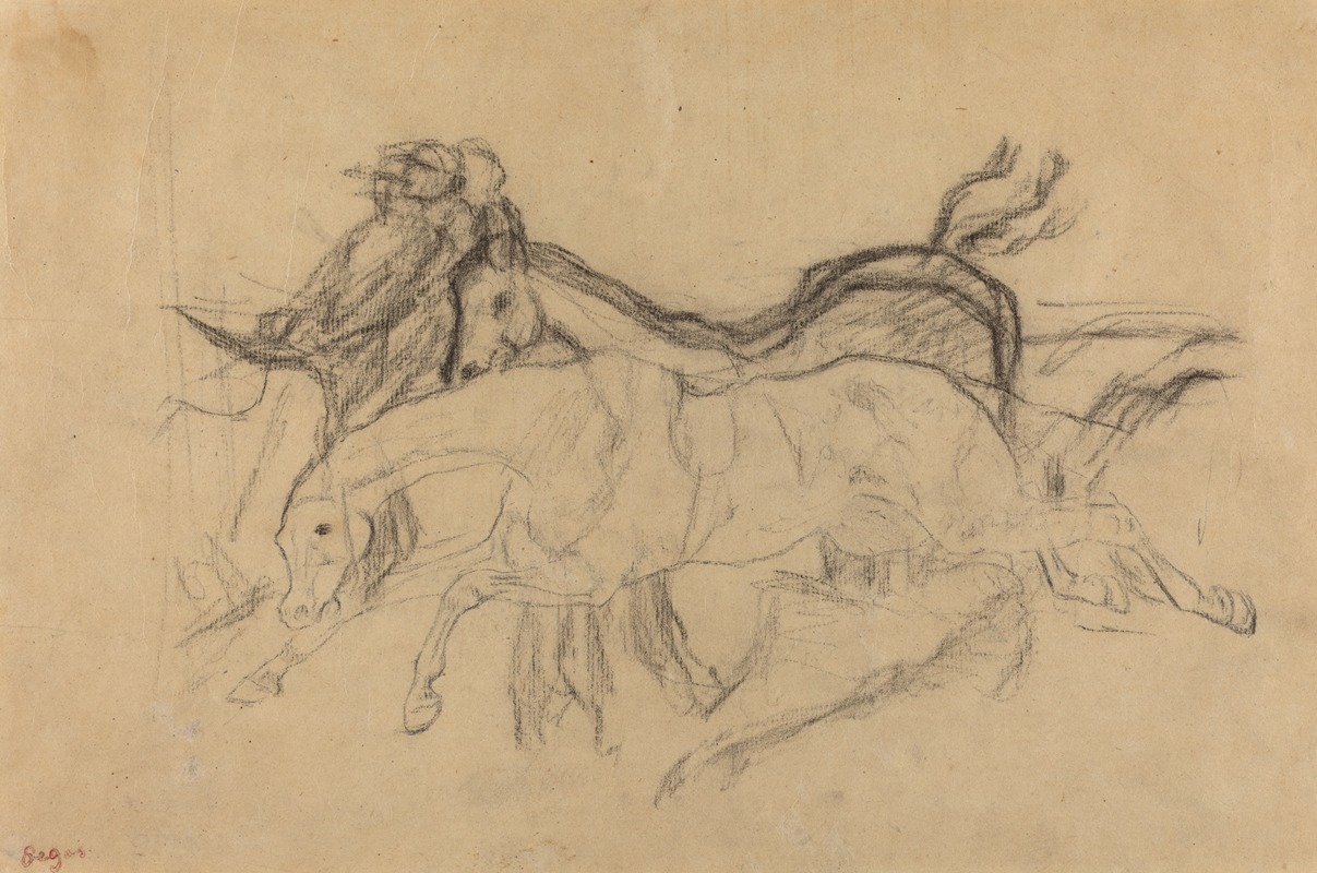 Edgar Degas - Racehorses (study for ‘Scene from the Steeplechase – The Fallen Jockey’)
