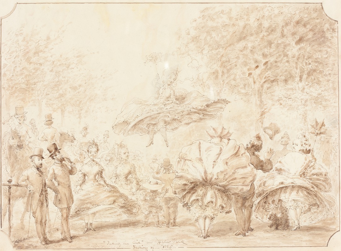 George Cruikshank - ‘Taking the Air’ in Hyde Park (verso)