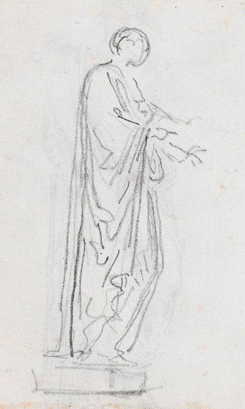 Hubert Robert - Statue of a Roman Woman (Female Deity) Seen from the Side (verso)