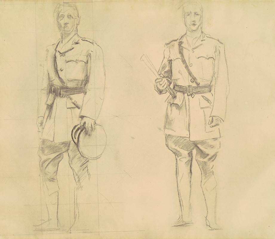 John Singer Sargent - Studies of Generals Plumer and Haig for ‘General Officers of World War I’ (recto)