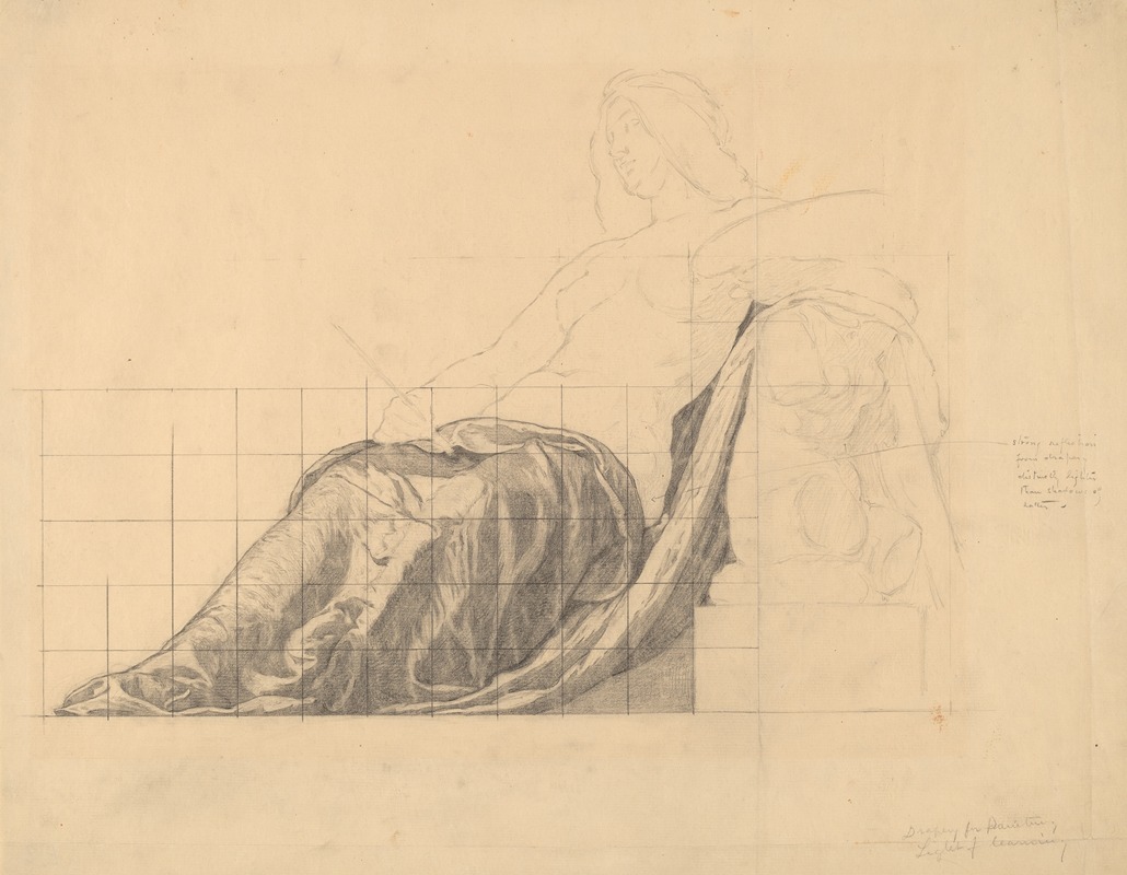 Kenyon Cox - Drapery Study for Reclining Female Study for ‘Painting’