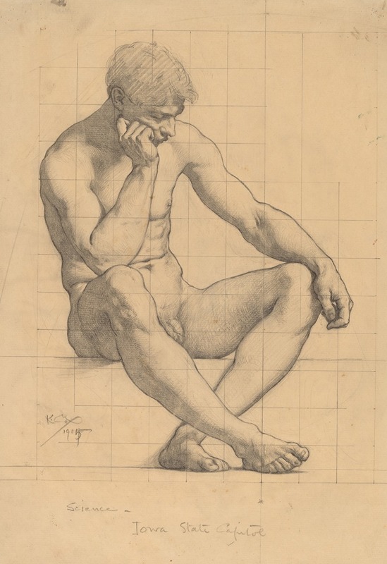 Kenyon Cox - Seated Male Nude – Study for ‘Science’ – Iowa State Capitol