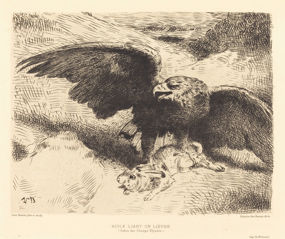Léon Bonnat - Aigle Liant un Lièvre (An Eagle Pouncing on a Hare)