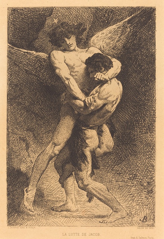 Léon Bonnat - La Lutte de Jacob (Jacob Wrestling with the Angel)