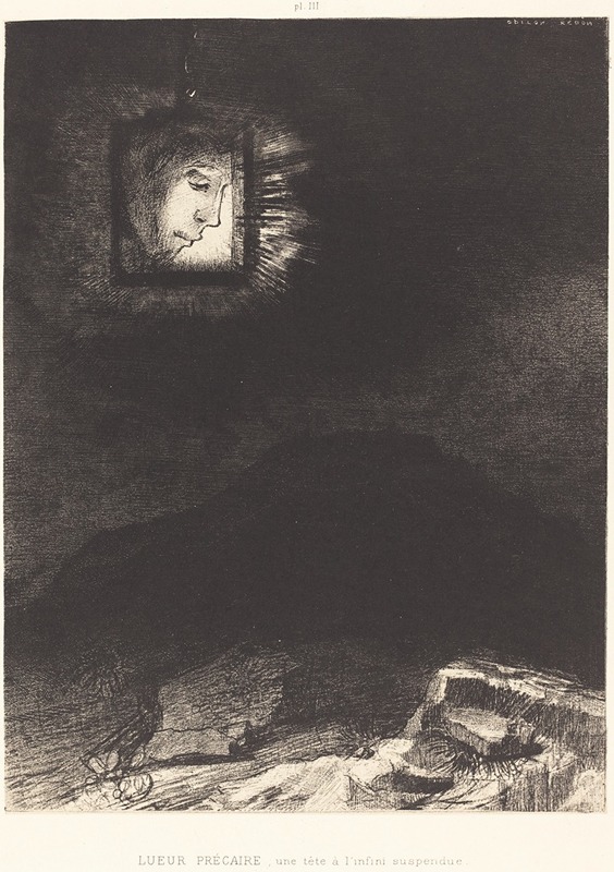 Odilon Redon - Lueur precaire, une tete a l’infini suspendue (Precarious glimmering, a head suspended)