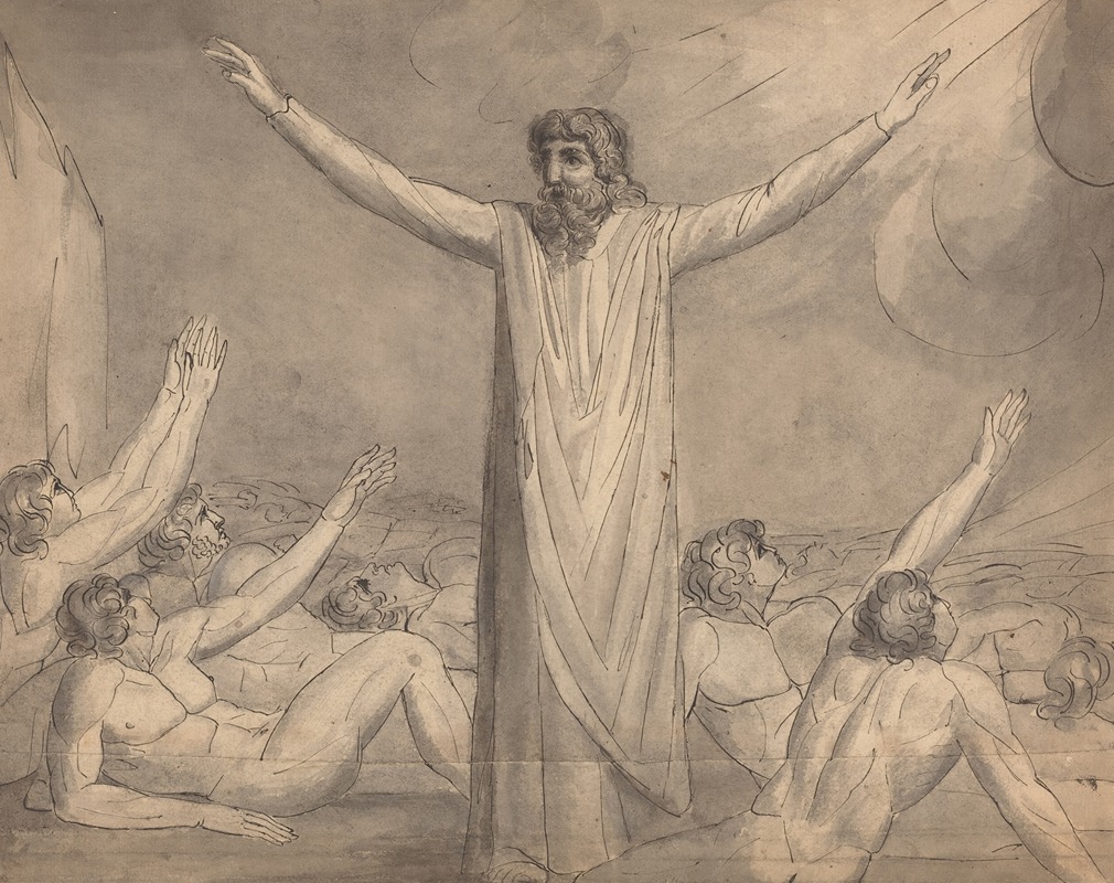 William Blake - Moses Staying the Plague (recto)