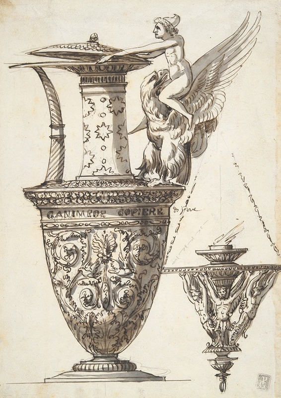 Antonio Basoli - Design for an Elaborate Pitcher and Chandelier