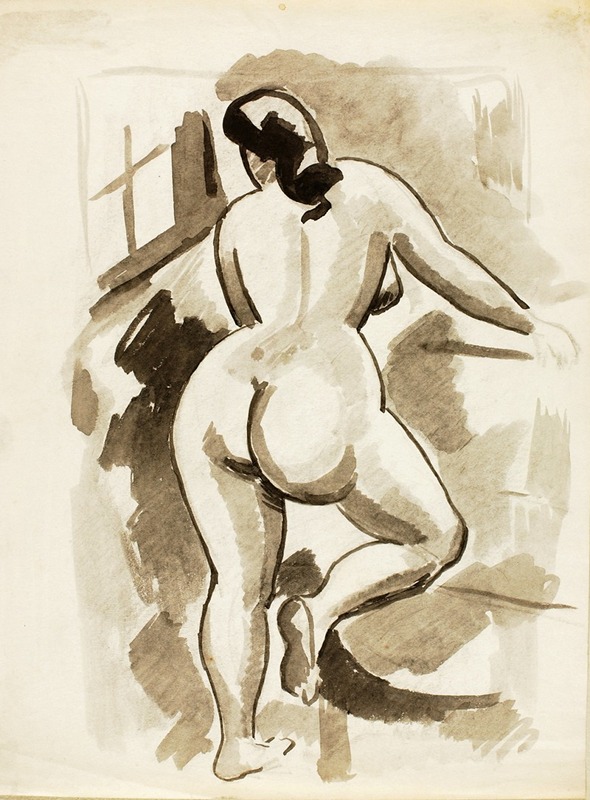 Carl Newman - Back View of Standing Female Nude