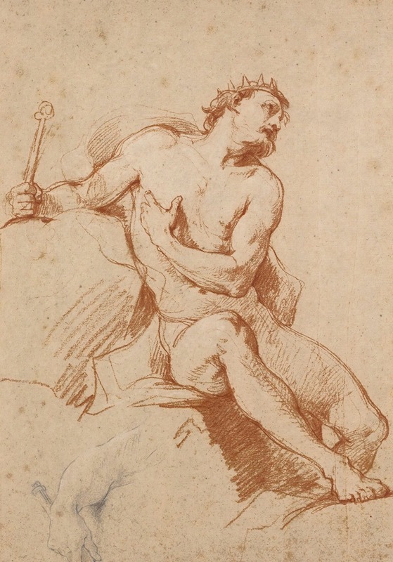 Charles-Joseph Natoire - Study of the figure of aeolus, and a study of his hand