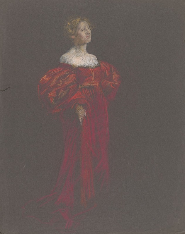 Edwin Austin Abbey - Female figure in blue and pink