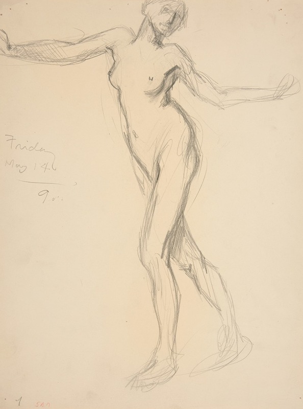 Edwin Austin Abbey - Figure study for ‘The Hours’- (5 am); sketch for mural for the state capitol building in Harrisburg, Pennsylvania, 1902-1911