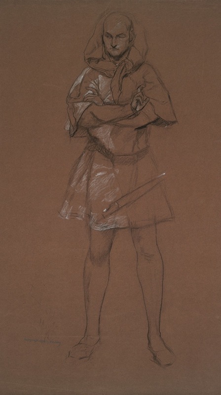 Edwin Austin Abbey - Figure study. Man in medieval costume. Possibly a study for ‘Hamlet’