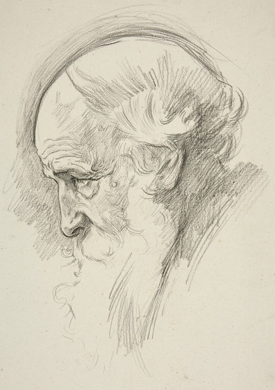 Edwin Austin Abbey - Portrait of an old bearded man, in profile