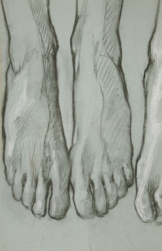 Edwin Austin Abbey - Sketch of three feet (recto); Sketch of one foot (verso)