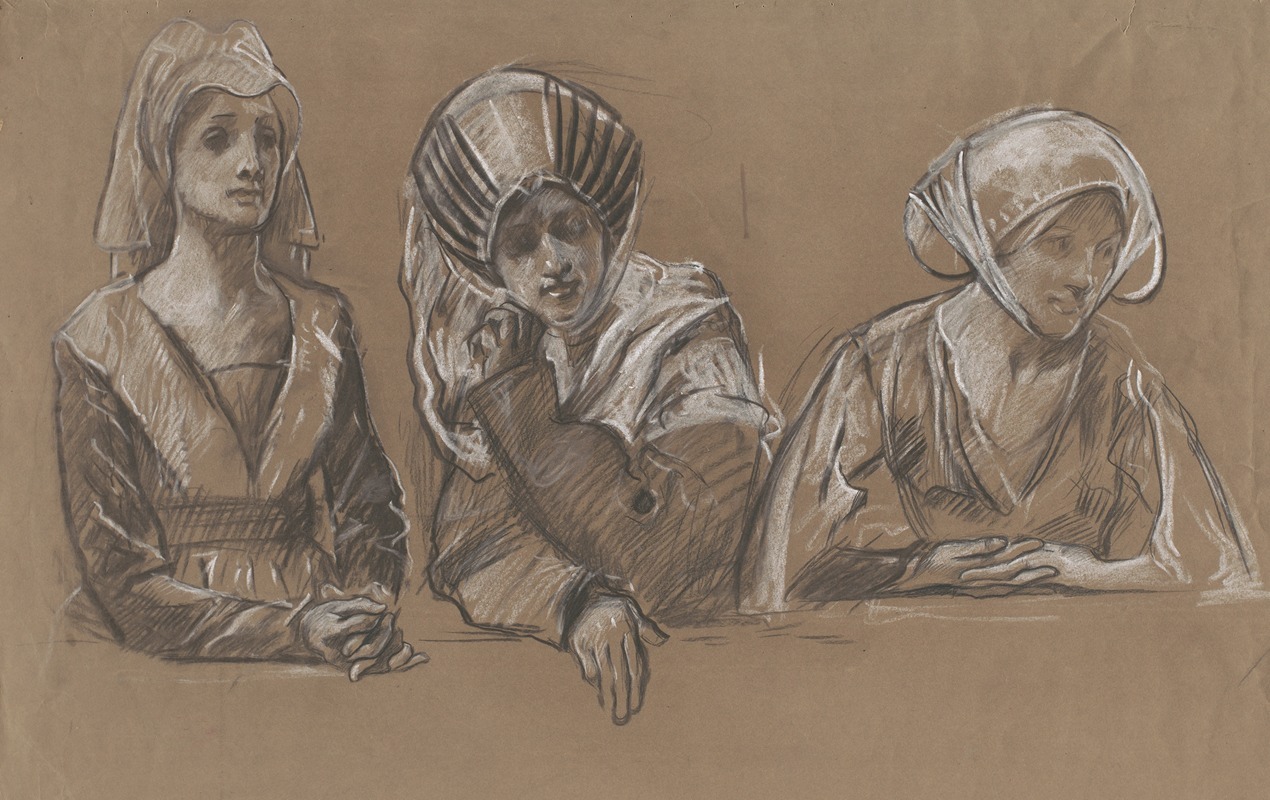 Edwin Austin Abbey - Studies of 3 women for the Royal Exchange.