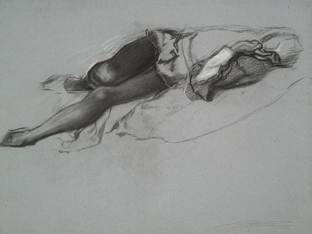 Edwin Austin Abbey - Study for the reclining figure of Hamlet, from The Play Scene, Hamlet, act 3, scene 2