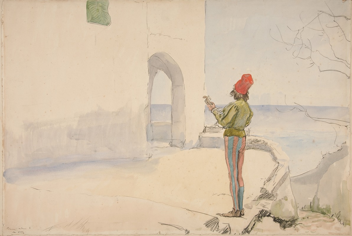 Edwin Austin Abbey - Study for ‘Wandering Minstrel’ (oil painting)