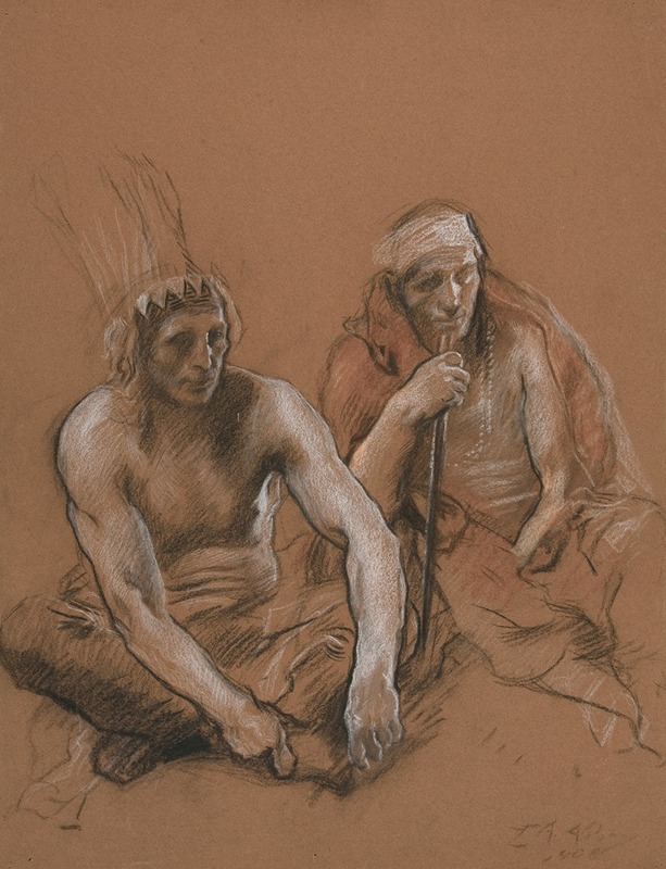 Edwin Austin Abbey - Study of two Indians for ‘Penn’s Treaty,’ mural at the state capitol building in Harrisburg, Pennsylvania