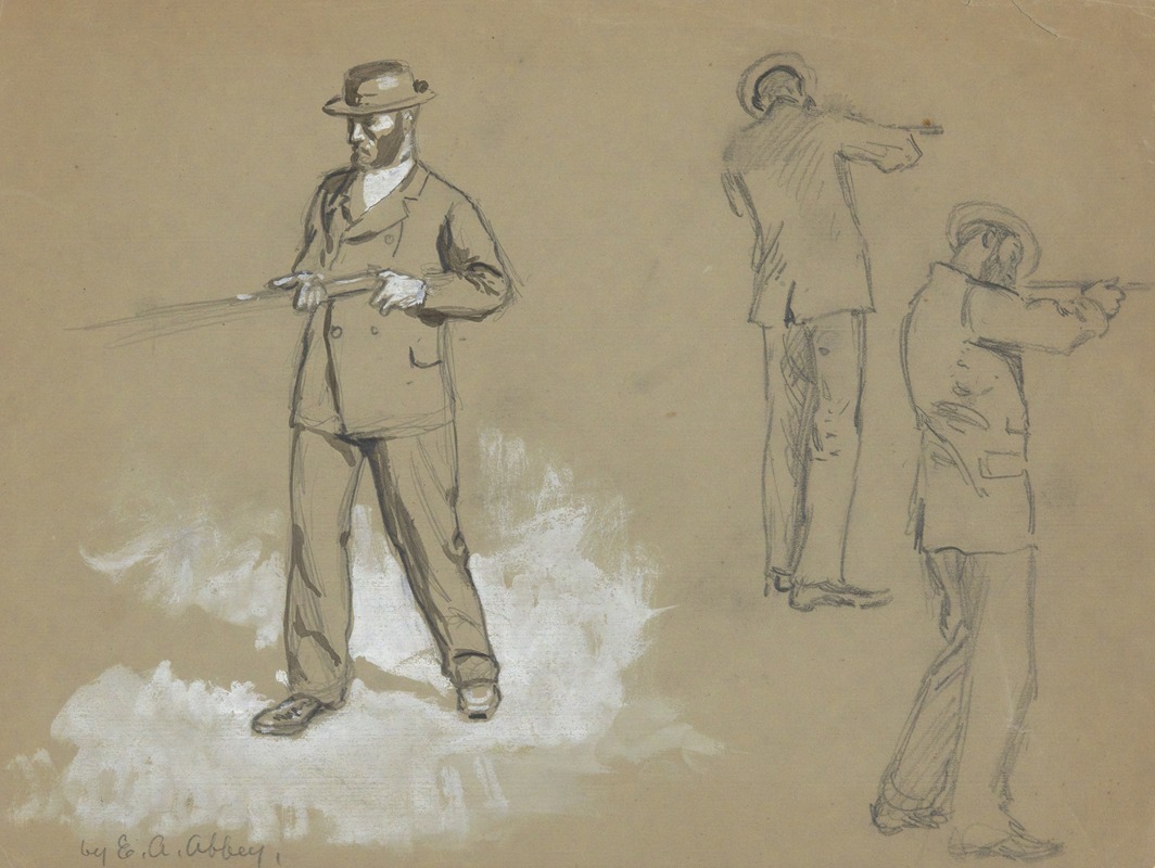 Edwin Austin Abbey - Three Sketches of a Man with a Gun