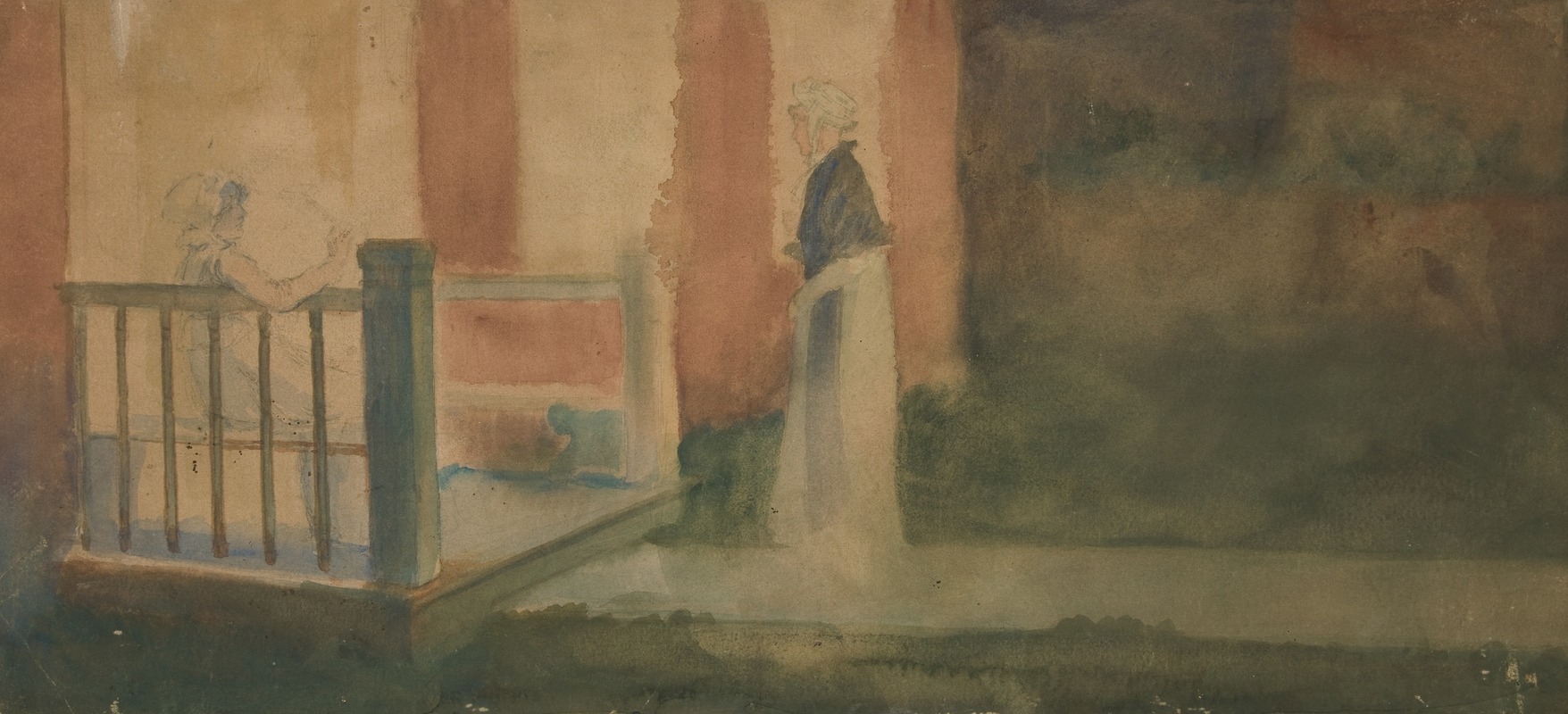Edwin Austin Abbey - Two women conversing on a porch