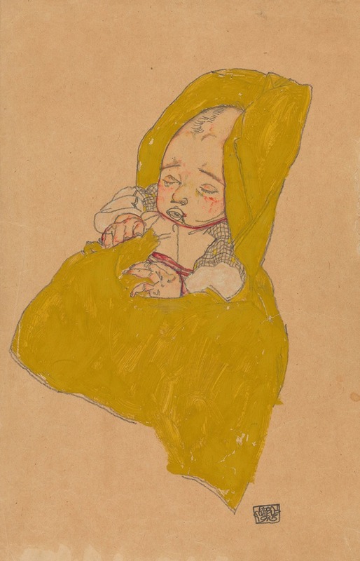 Egon Schiele - Säugling im Wickelpolster
