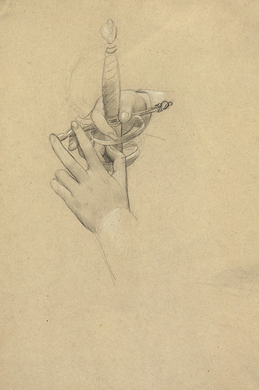 Gustav Klimt - Handstudie um einen Säbelgriff