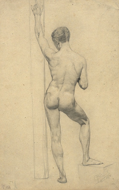 Gustav Klimt - Männlicher Akademieakt, Rückenansicht