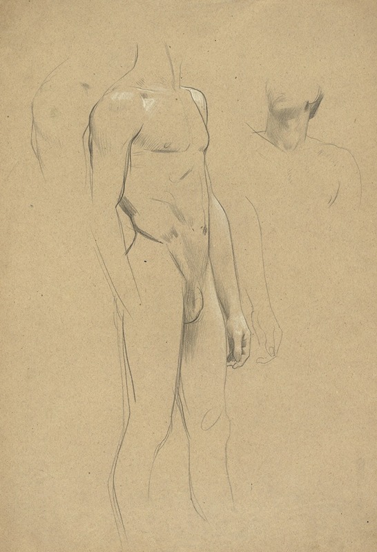 Gustav Klimt - Männlicher Akt ohne Kopf, Hals- und Schulterstudie